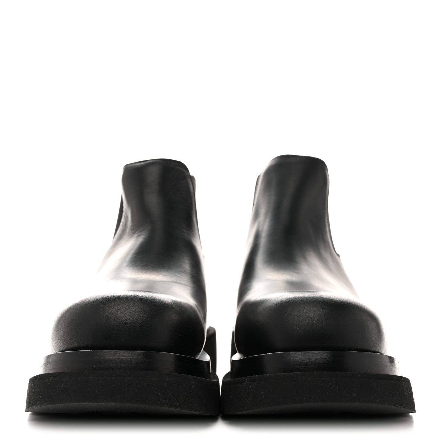 Military Calfskin Lug Chelsea Ankle Boots 41 Black