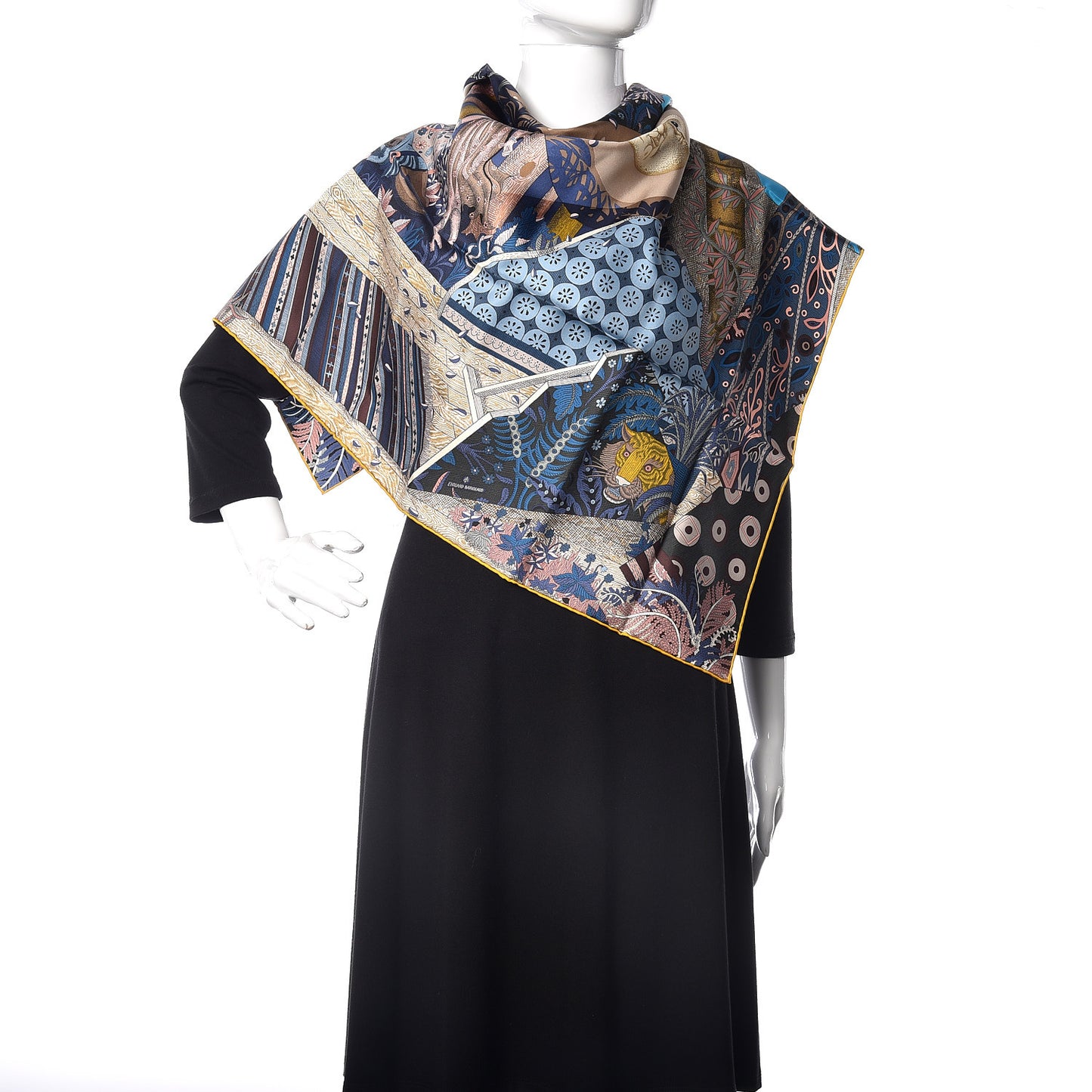 Silk Acte III Scene I La Clairiere Scarf 90 Turquoise Sepia