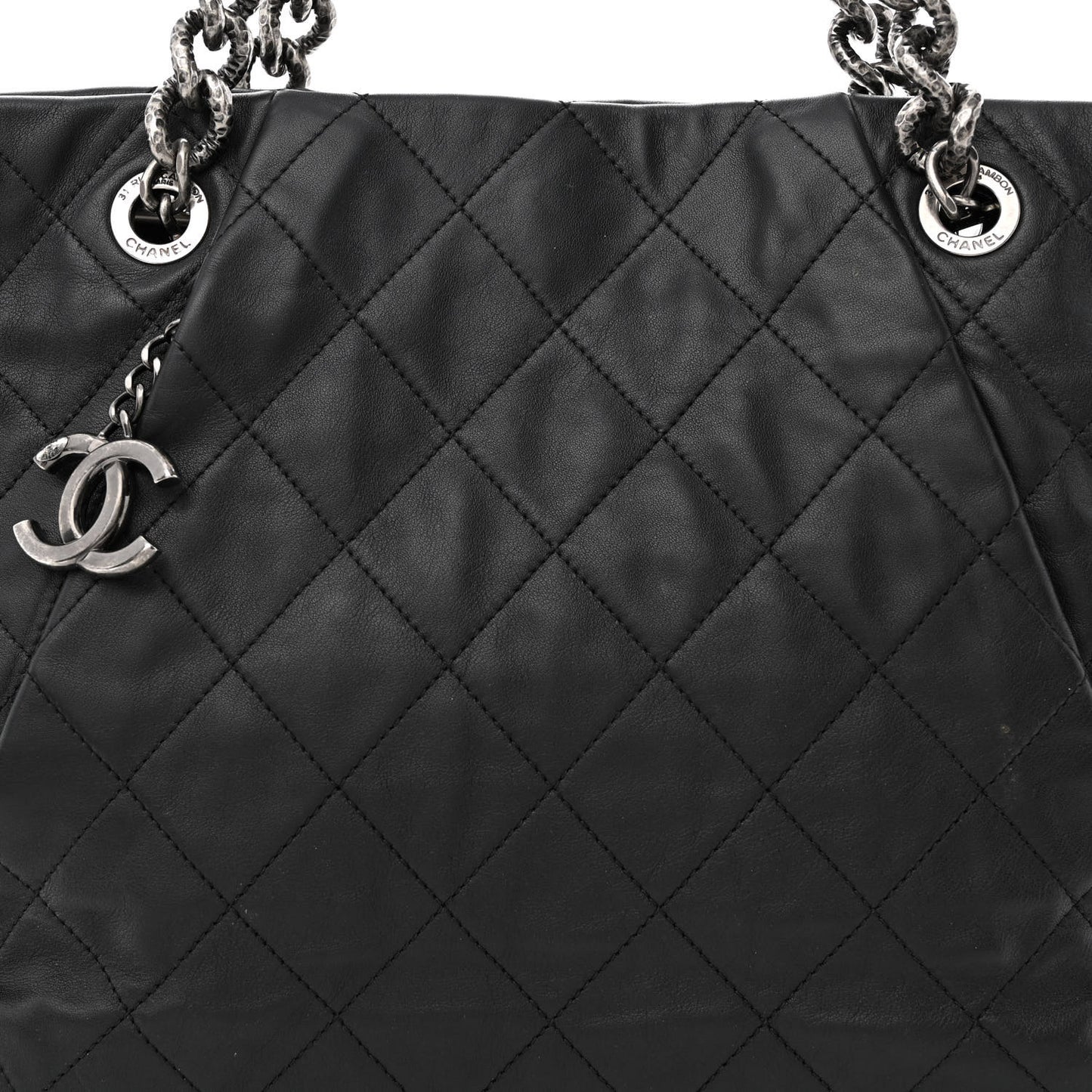 Calfskin Quilted Large Coco Pleats Tote Black