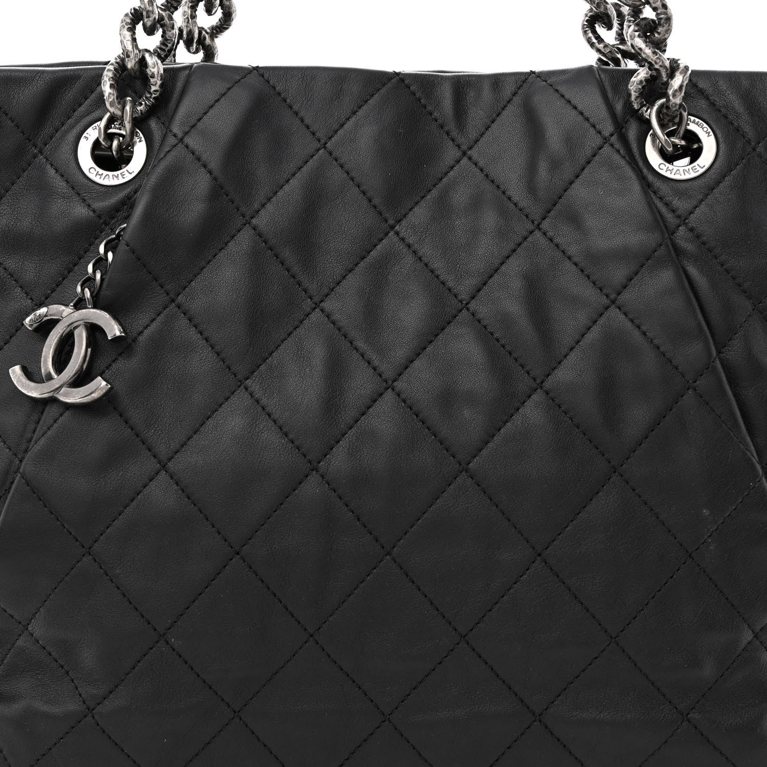 Chanel Calfskin Quilted Large Coco Pleats Tote Black 10 of 12