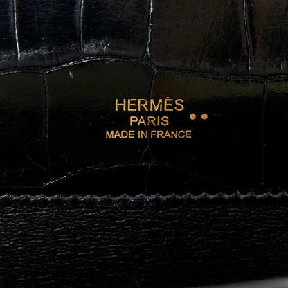 Hermes Shiny Niloticus Crocodile Kelly Cut Pochette Black 6 of 10
