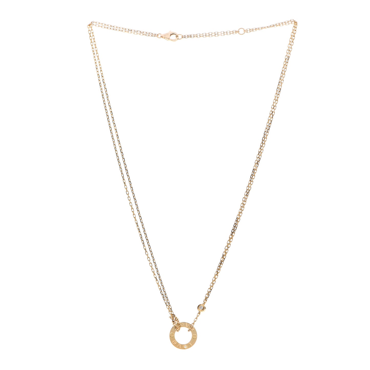 18K Yellow Gold 2 Diamond LOVE Necklace