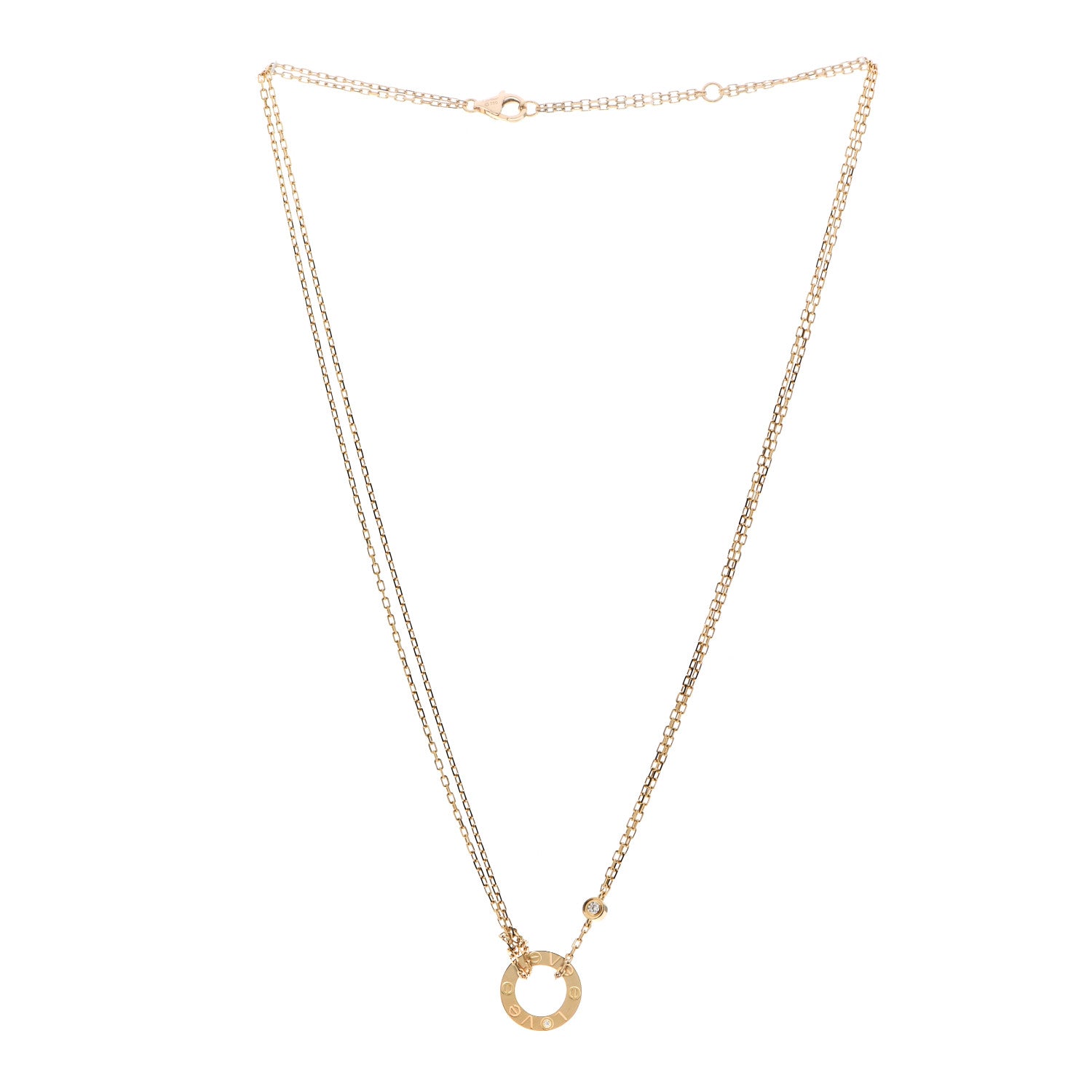 Cartier 18K Yellow Gold 2 Diamond LOVE Necklace 3 of 7