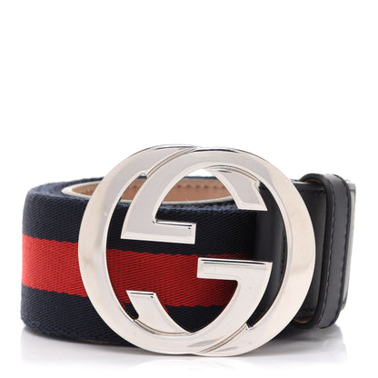 Gucci Canvas Web Interlocking G Belt 100 40 Navy 1 of 6