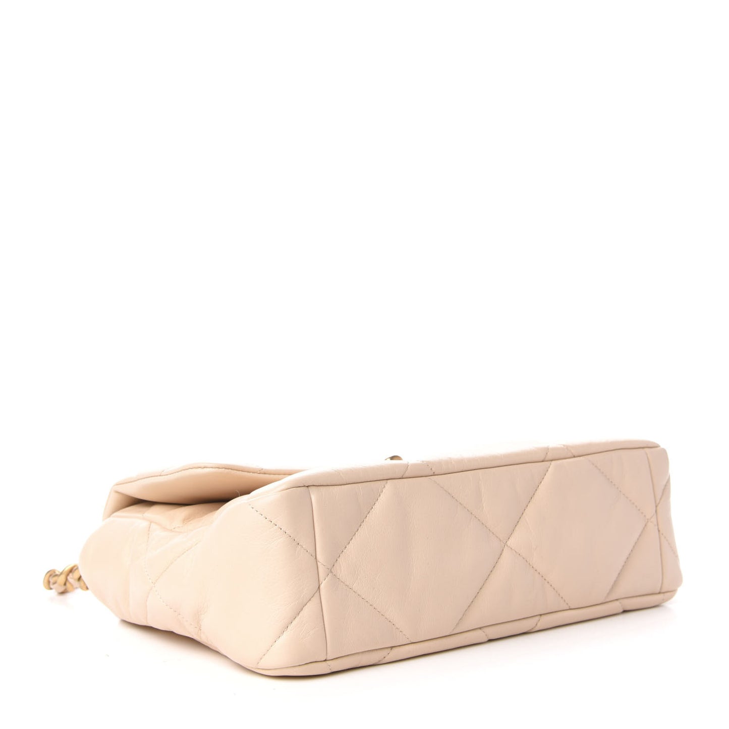 Goatskin Quilted Large 19 Flap Beige