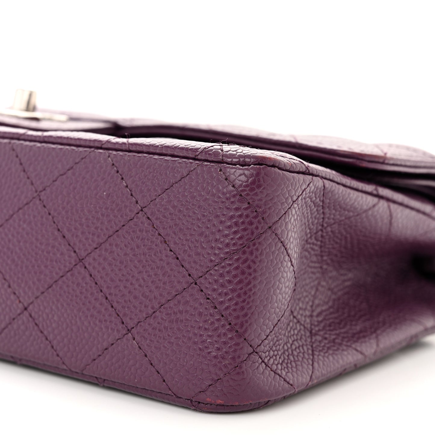 Caviar Quilted Medium Double Flap Purple