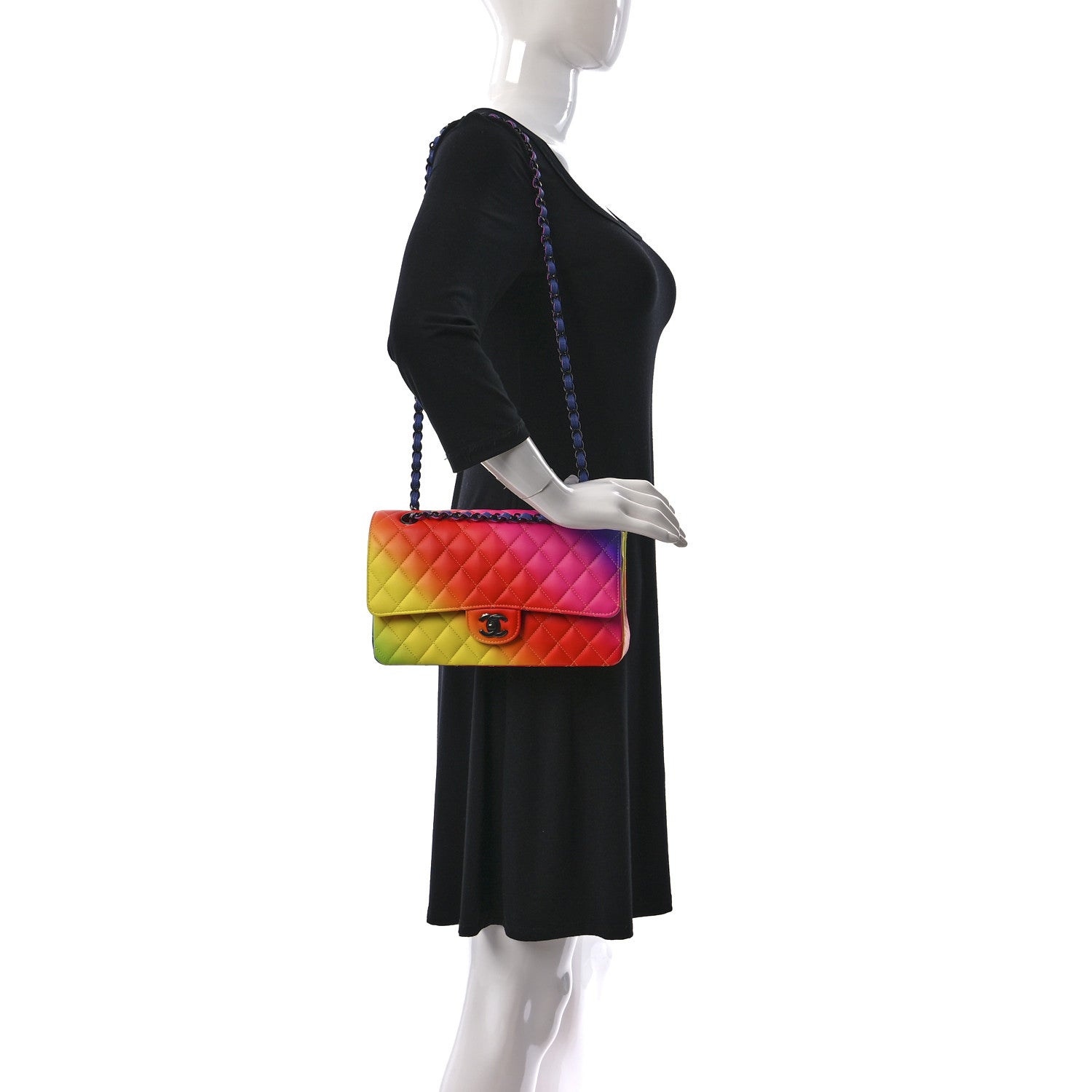 Chanel Calfskin Quilted Medium Rainbow Double Flap Multicolor 2 of 11
