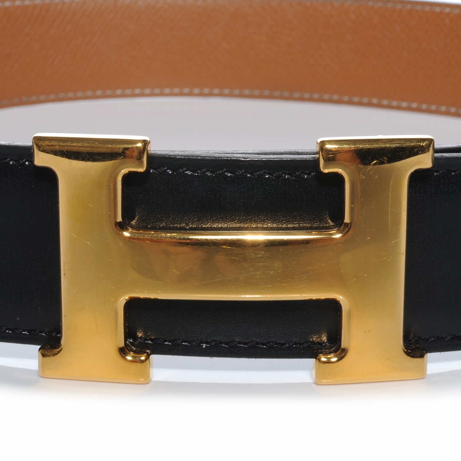 Hermes Box Courchevel Reversible Constance 32mm H Belt Noir Gold 70 4 of 6