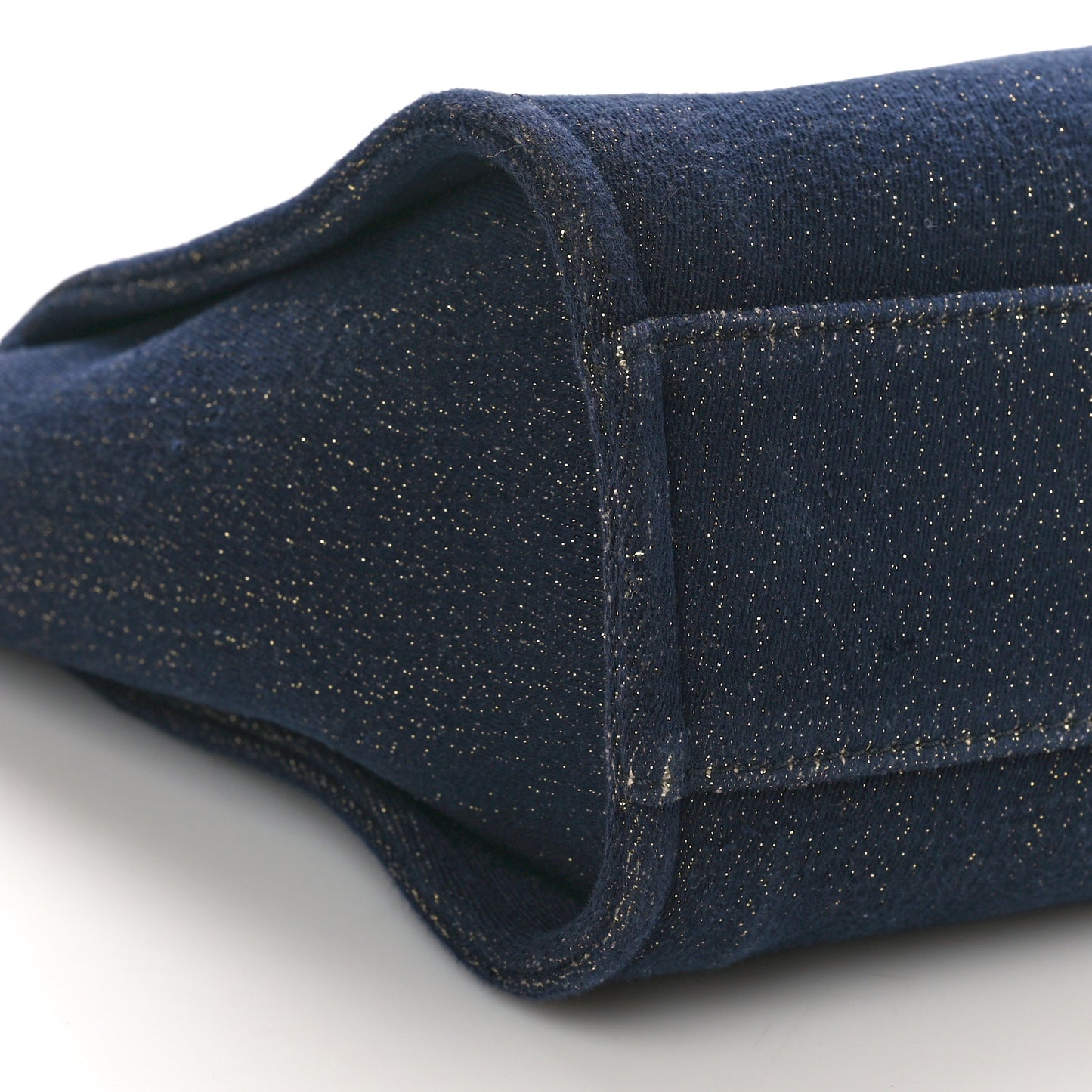 Lurex Canvas Small Deauville Tote Navy Blue Gold