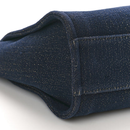 Chanel Lurex Canvas Small Deauville Tote Navy Blue Gold 9 of 13