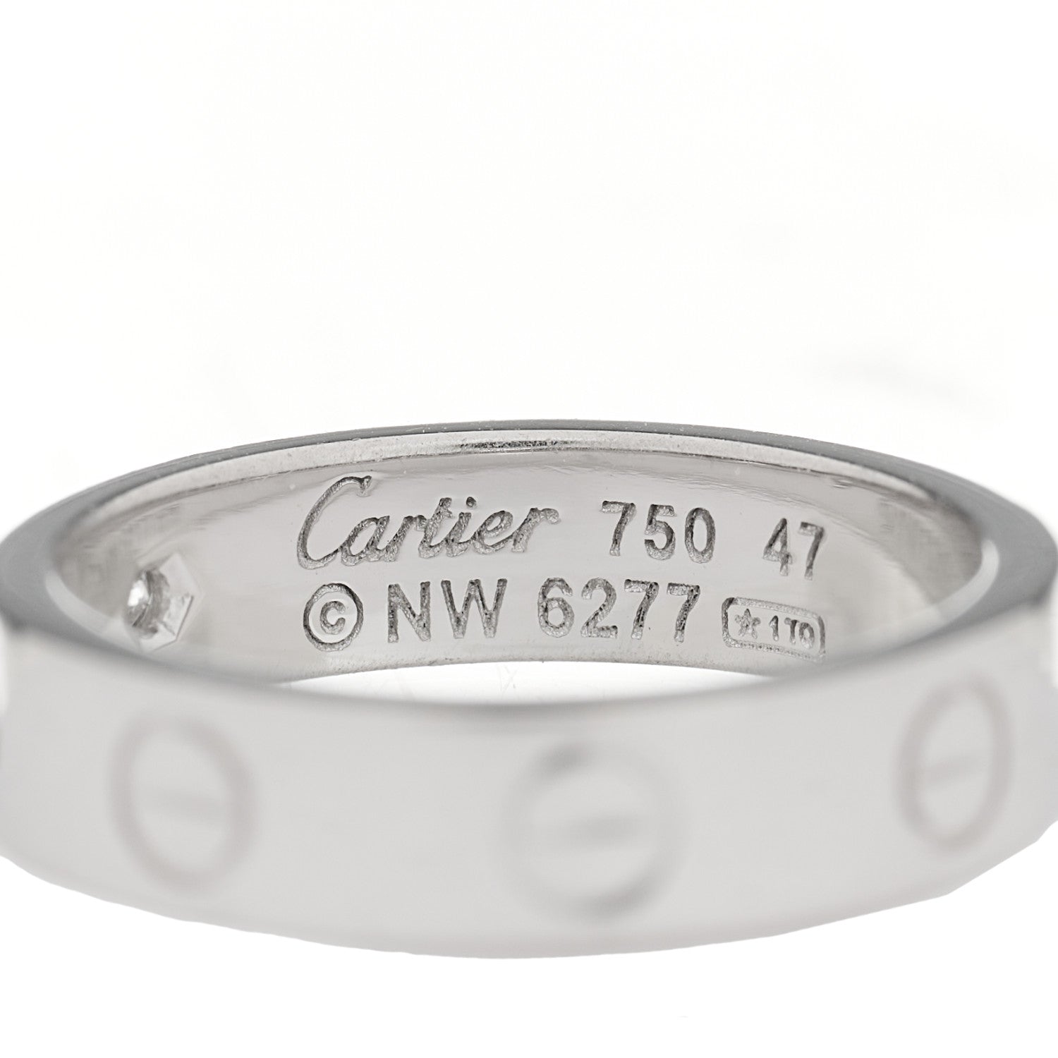 Cartier 18K White Gold Diamond 4mm LOVE Wedding Band Ring 47 4 4 of 4