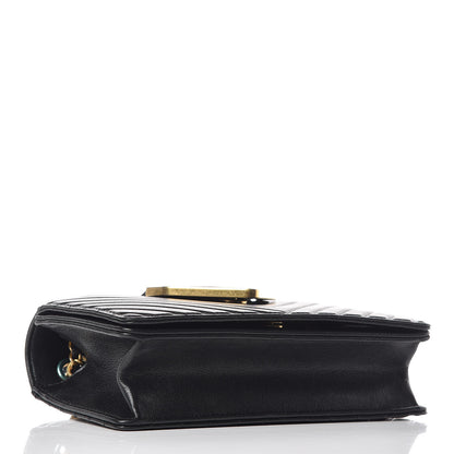 Chanel Shiny Sheepskin Chevron Quilted Mini Collar and Tie Flap Black 4 of 10