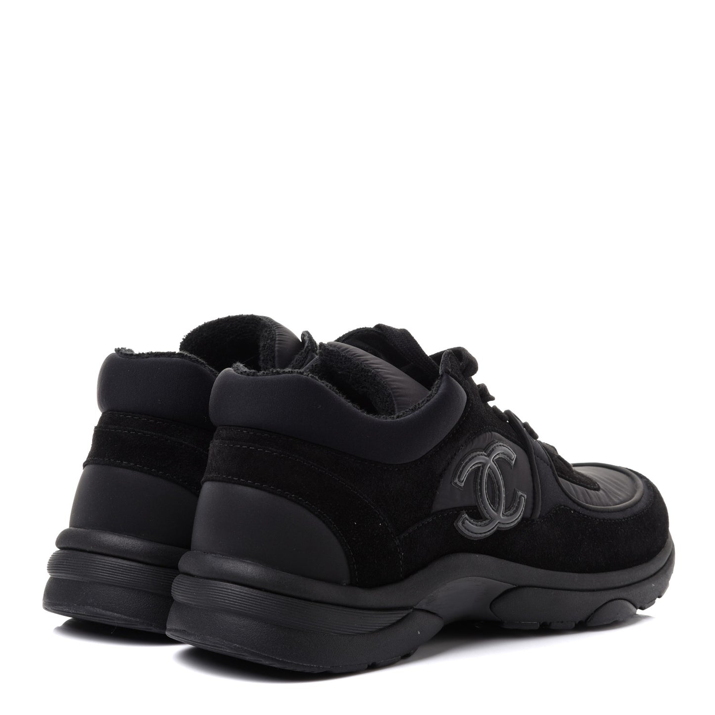 Nylon Calfskin Suede CC Sneakers 41 Black