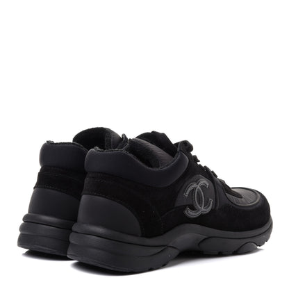 Chanel Nylon Calfskin Suede CC Sneakers 41 Black 4 of 9