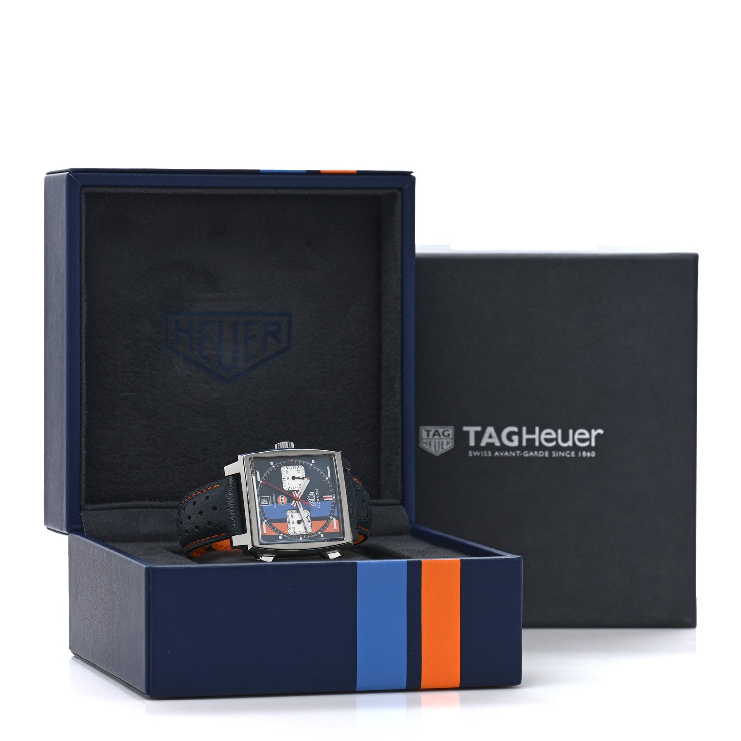 Tag Heuer Stainless Steel Calfskin 39mm Monaco Automatic Watch Blue CAW211R 5 of 5