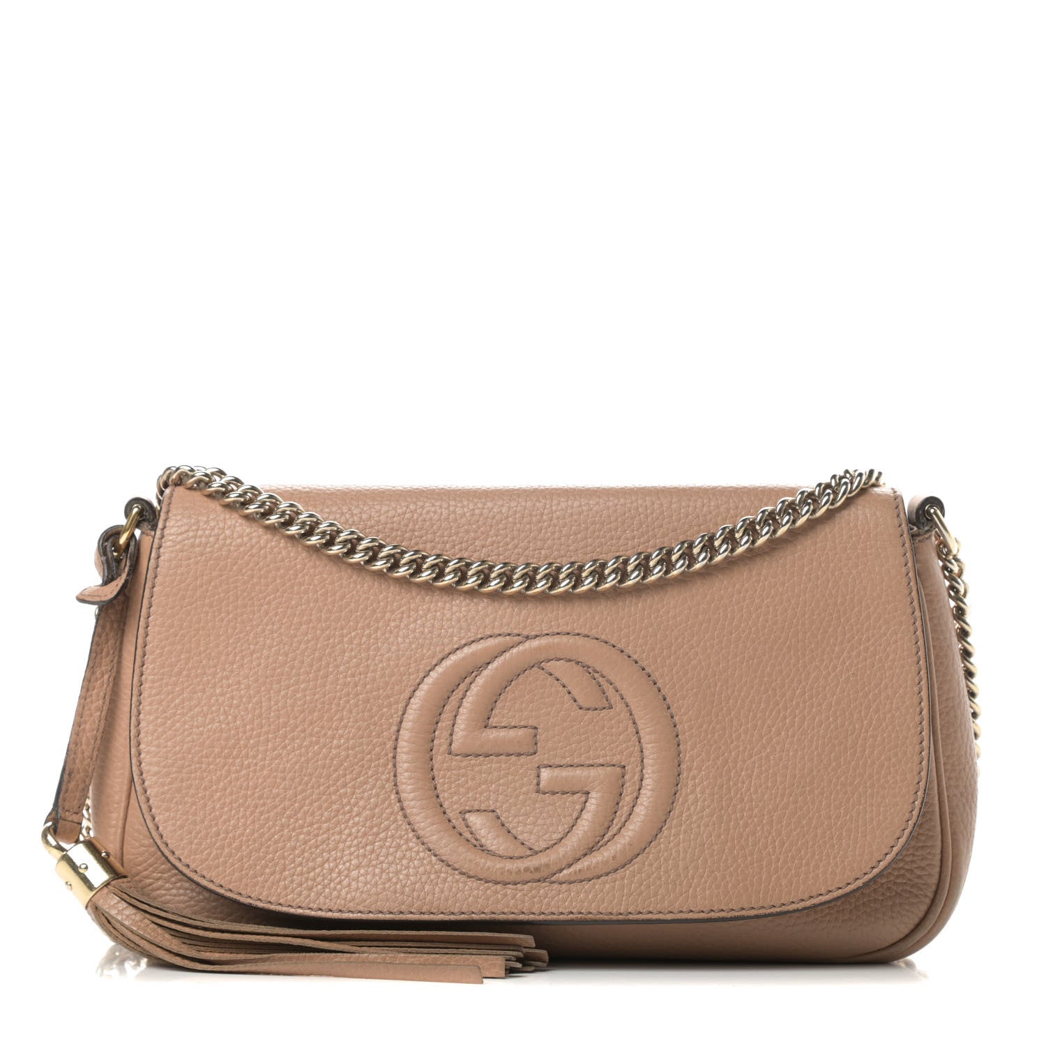 Gucci Pebbled Calfskin Medium Soho Flap Crossbody Camelia 1 of 18