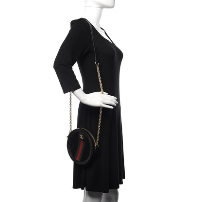 Gucci Suede Patent Web Mini Ophidia Round Shoulder Bag Black 2 of 12