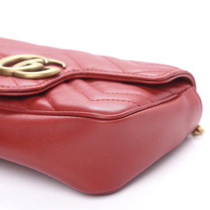 Gucci Calfskin Matelasse Super Mini GG Marmont Shoulder Bag Hibiscus Red 10 of 12
