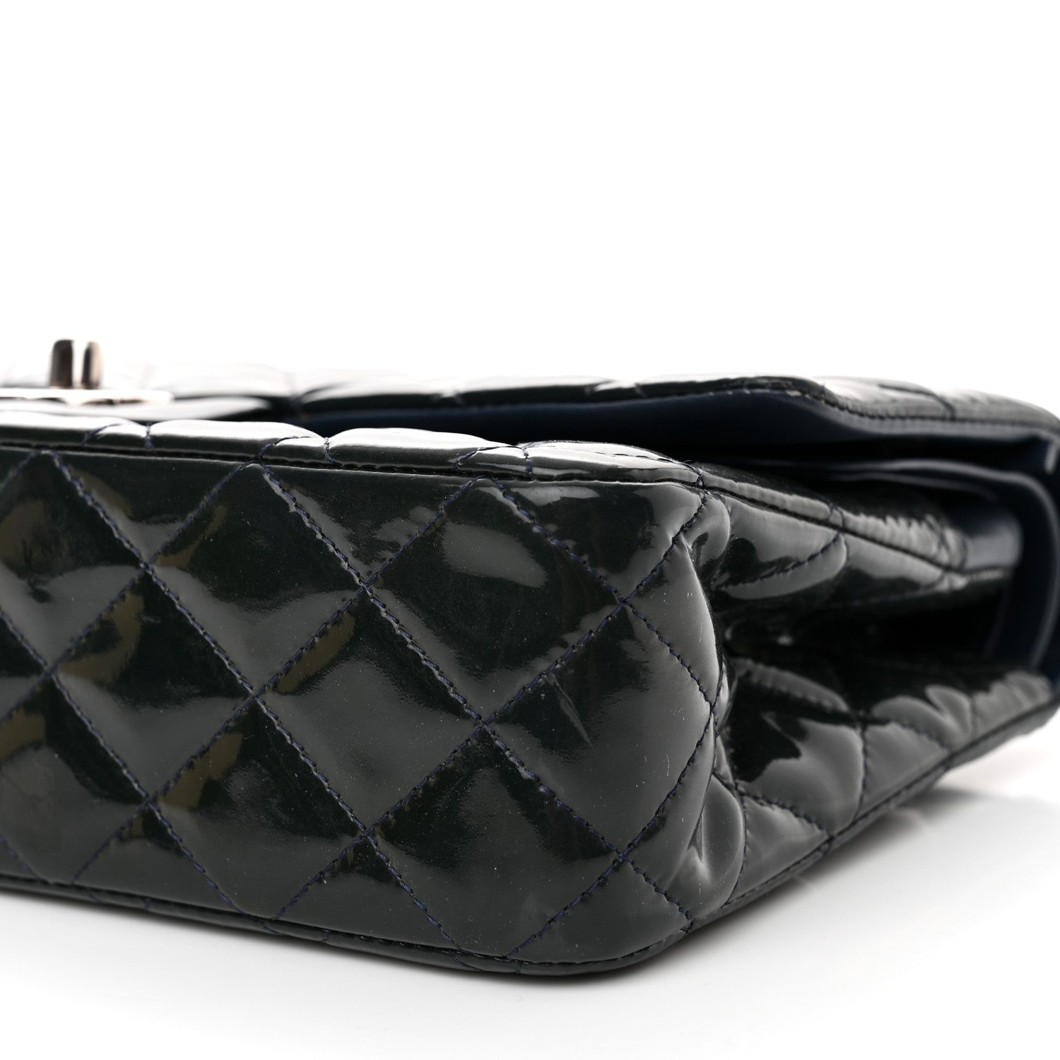 Chanel Patent Quilted Medium Double Flap Navy 10 of 14