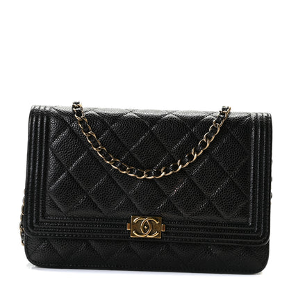 Chanel Caviar Quilted Boy Wallet On Chain WOC Black 1 of 8