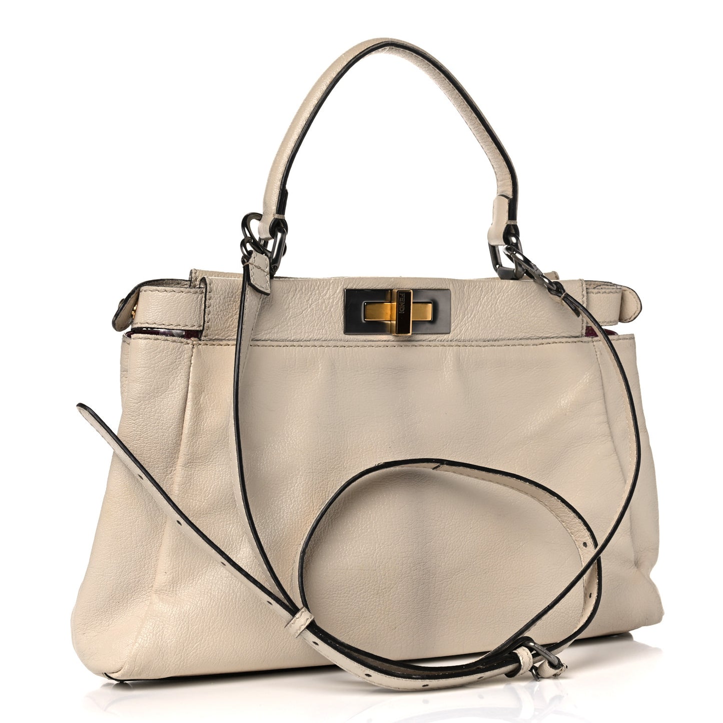 Goatskin Stingray Medium Peekaboo Iconic Satchel White Pink