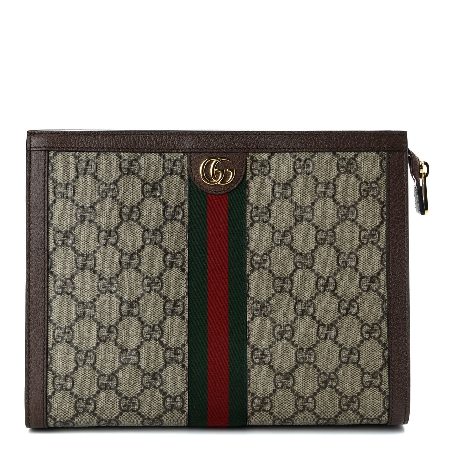 GG Supreme Monogram Web Ophidia Pouch Brown