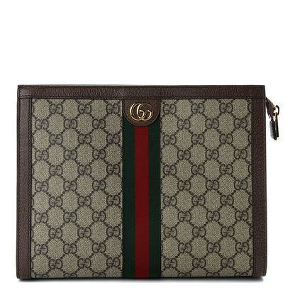 Gucci GG Supreme Monogram Web Ophidia Pouch Brown 1 of 7