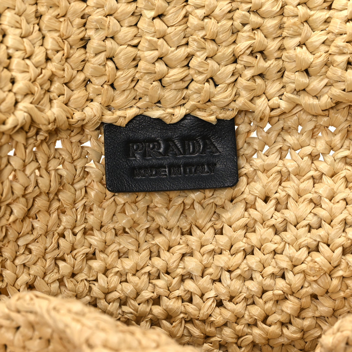 Prada Yarn Raffia Effect Crochet Embroidered Logo Tote Naturale 6 of 11