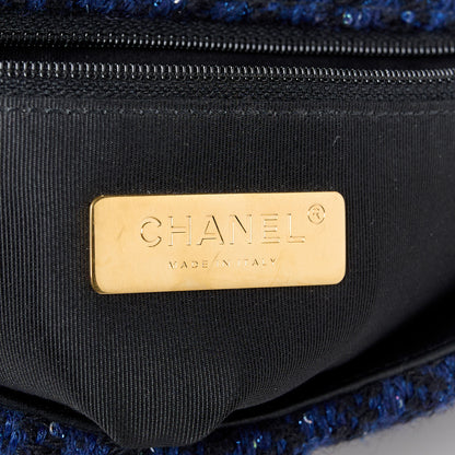 Chanel Tweed Quilted Medium Chanel 19 Flap Blue 6 of 10