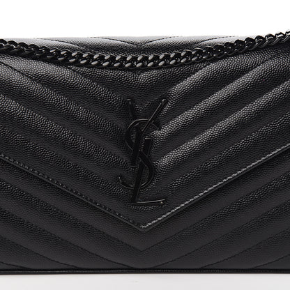 Saint Laurent Grain De Poudre Matelasse Chevron Monogram Chain Wallet Black 8 of 8