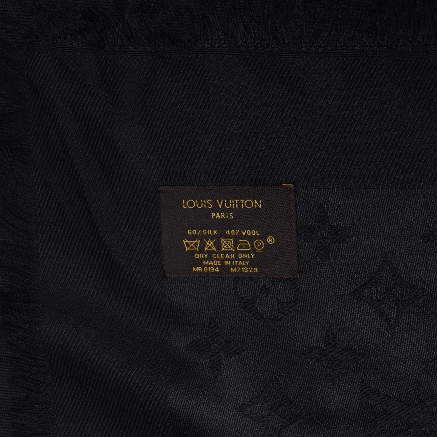 Louis Vuitton Silk Wool Monogram Shawl Black 5 of 5