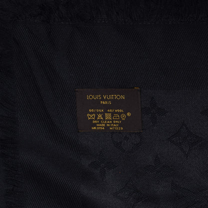 Louis Vuitton Silk Wool Monogram Shawl Black 5 of 5