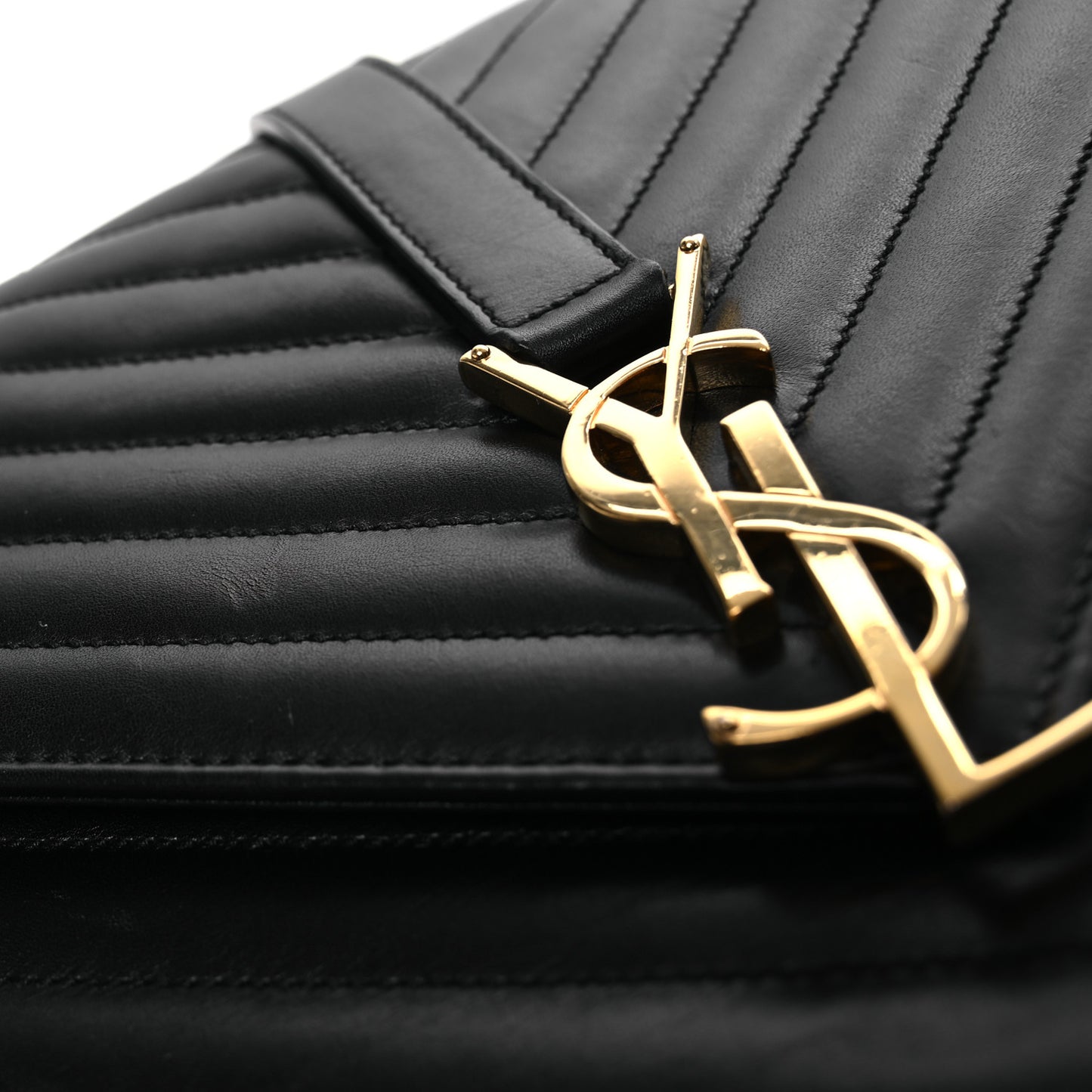 Smooth Calfskin Matelasse Chevron Large Monogram Satchel Black