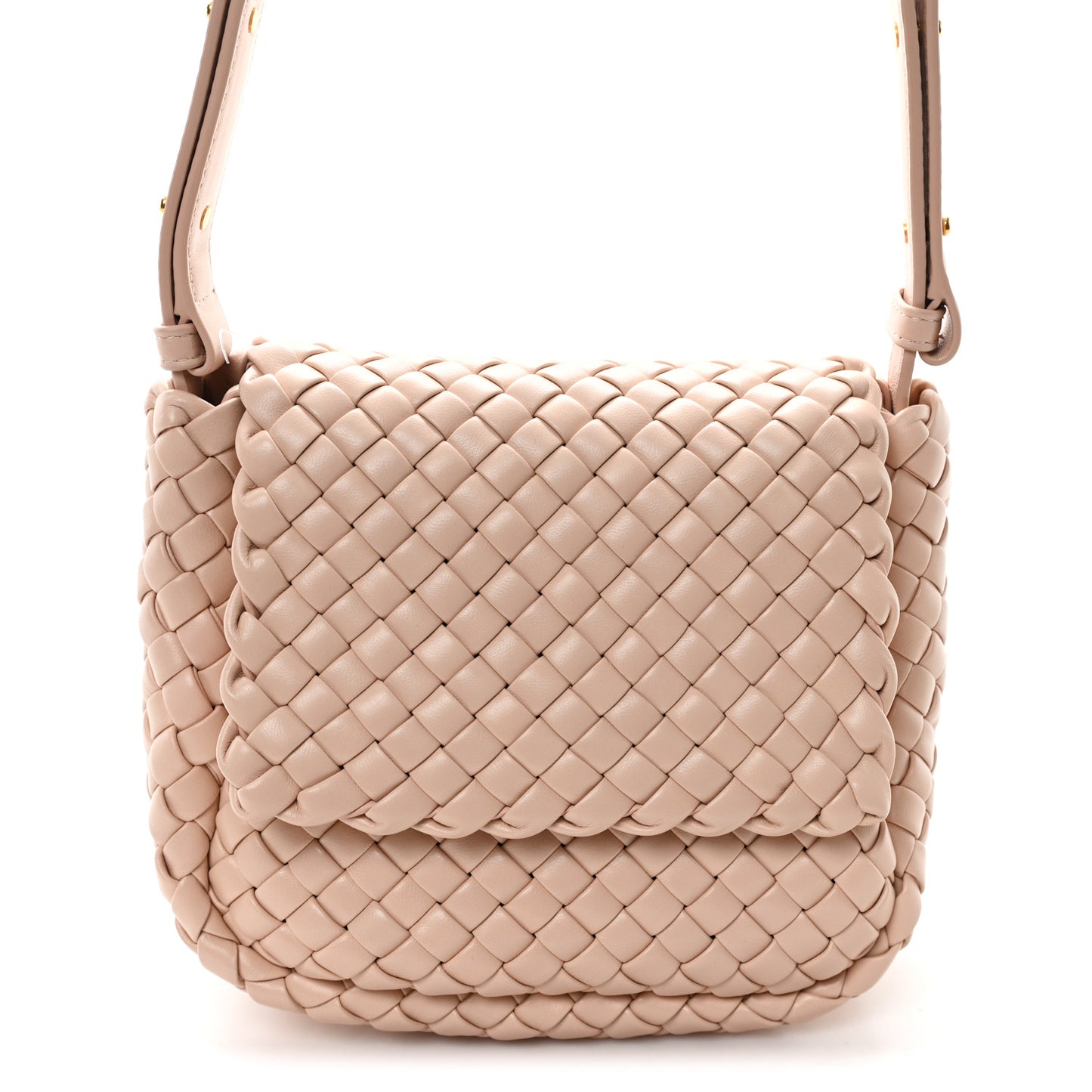Nappa Intreccio Mini Cobble Shoulder Bag Lotus