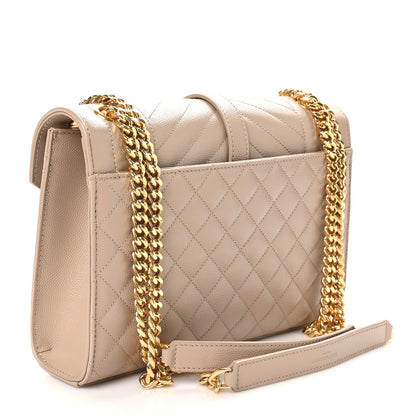 Saint Laurent Grain De Poudre Textured Mixed Matelasse Medium Triquilt Monogram Satchel Dark Beige 3 of 10