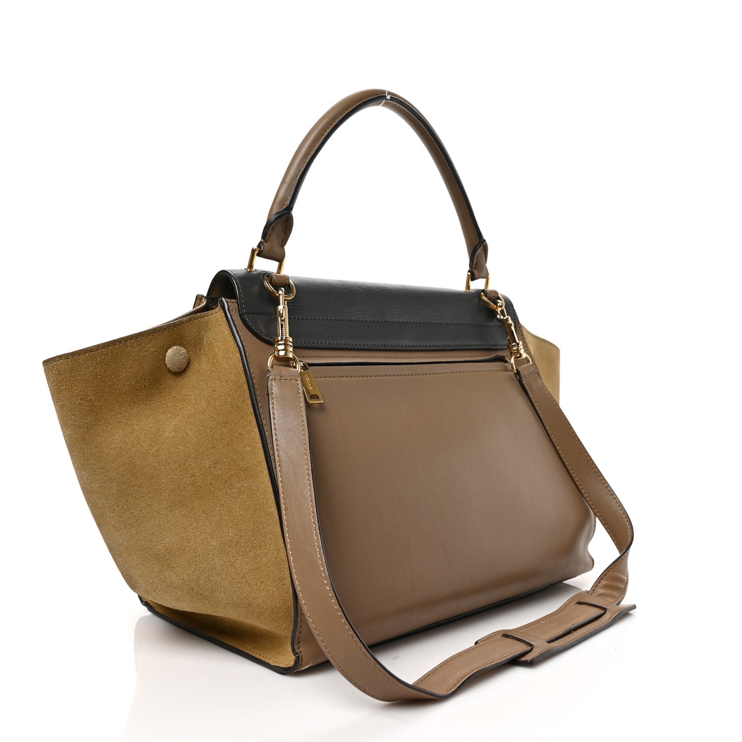 Calfskin and Suede Small Tri-Color Trapeze Navy