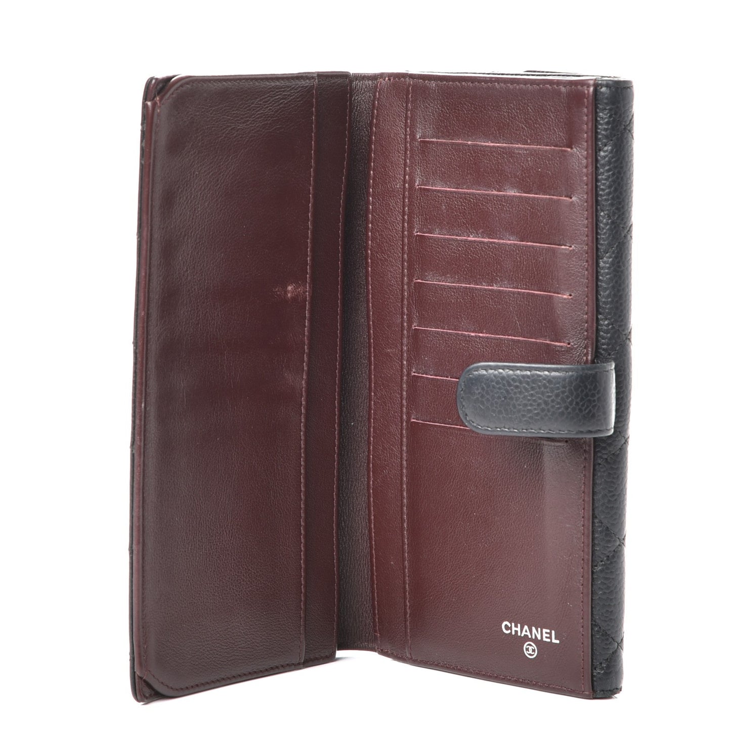 Caviar Quilted CC Long Double Wallet Black
