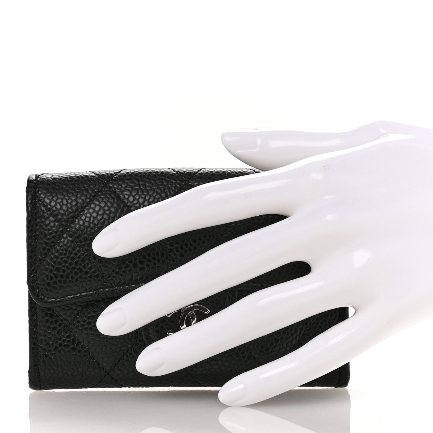 Chanel Caviar Quilted Flap Card Holder Wallet Black 2 of 9