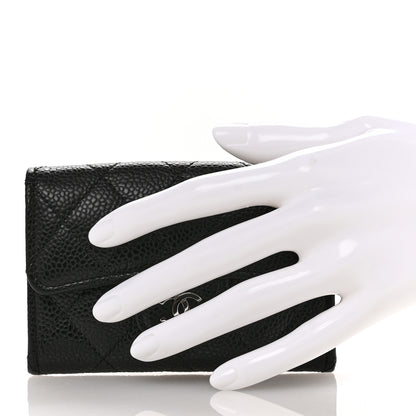 Chanel Caviar Quilted Flap Card Holder Wallet Black 2 of 9