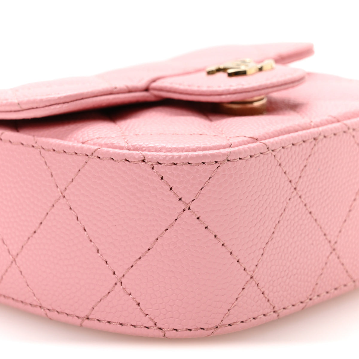 Caviar Quilted Mini Clutch With Chain Pink
