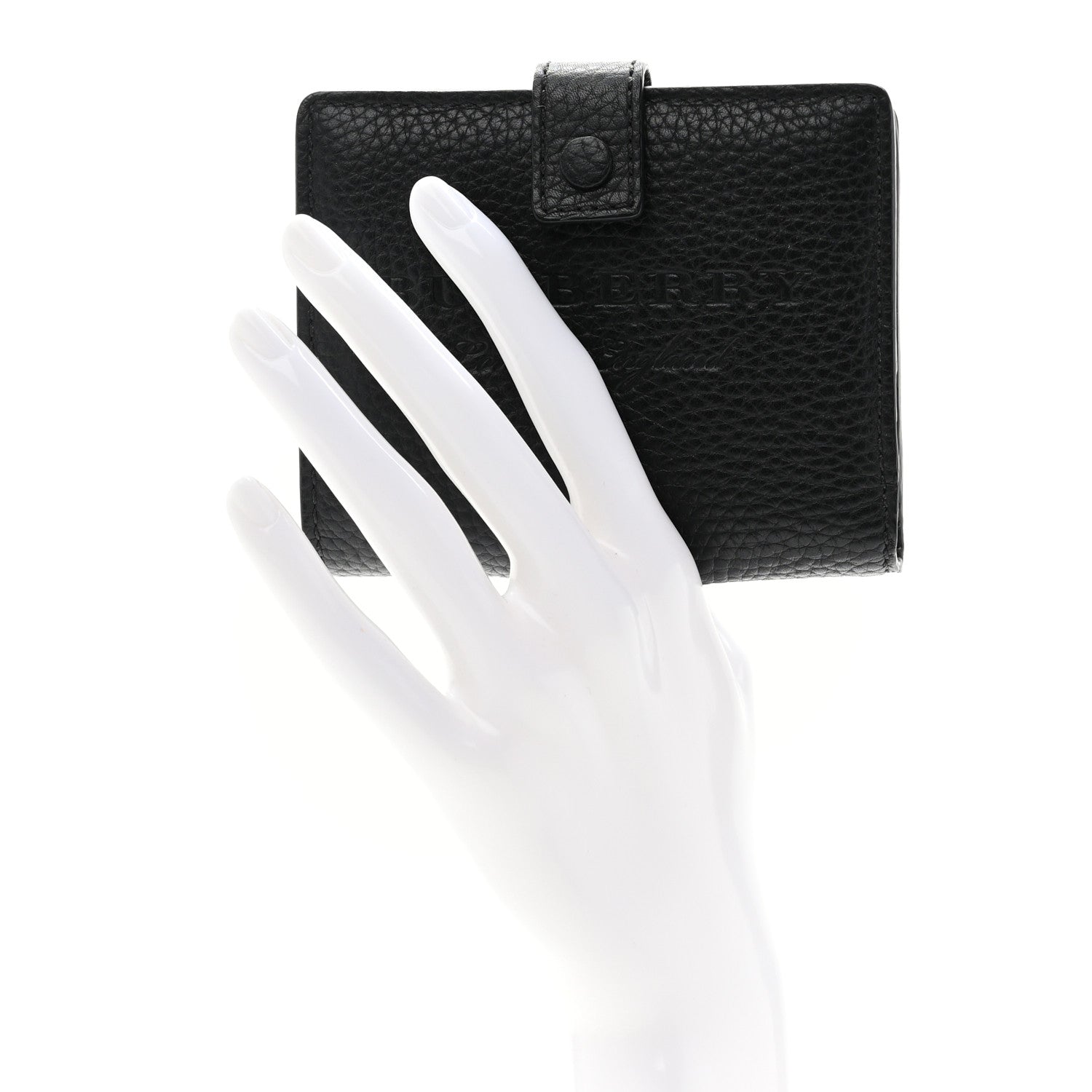 Burberry Soft Grained Calfskin Logo Embossed Lakeside Wallet Black 2 of 9