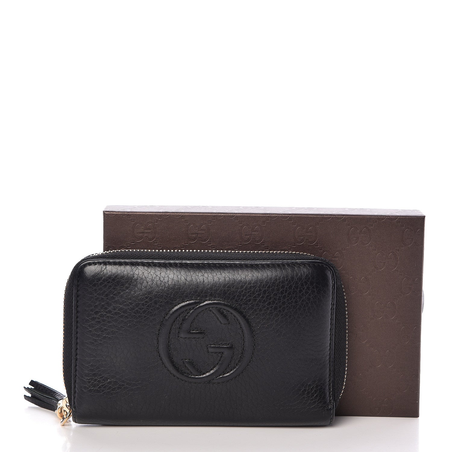 Gucci Pebbled Calfskin Medium Soho Zip Around Wallet Black 10 of 10