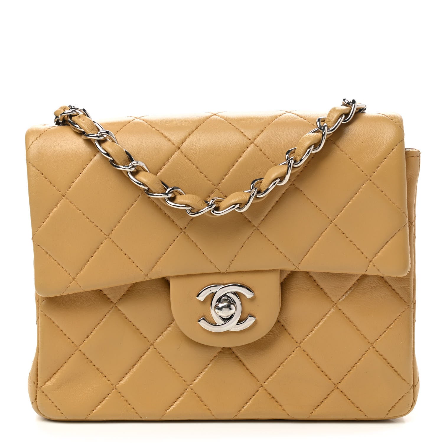 Chanel Lambskin Quilted Mini Square Flap Beige 1 of 9