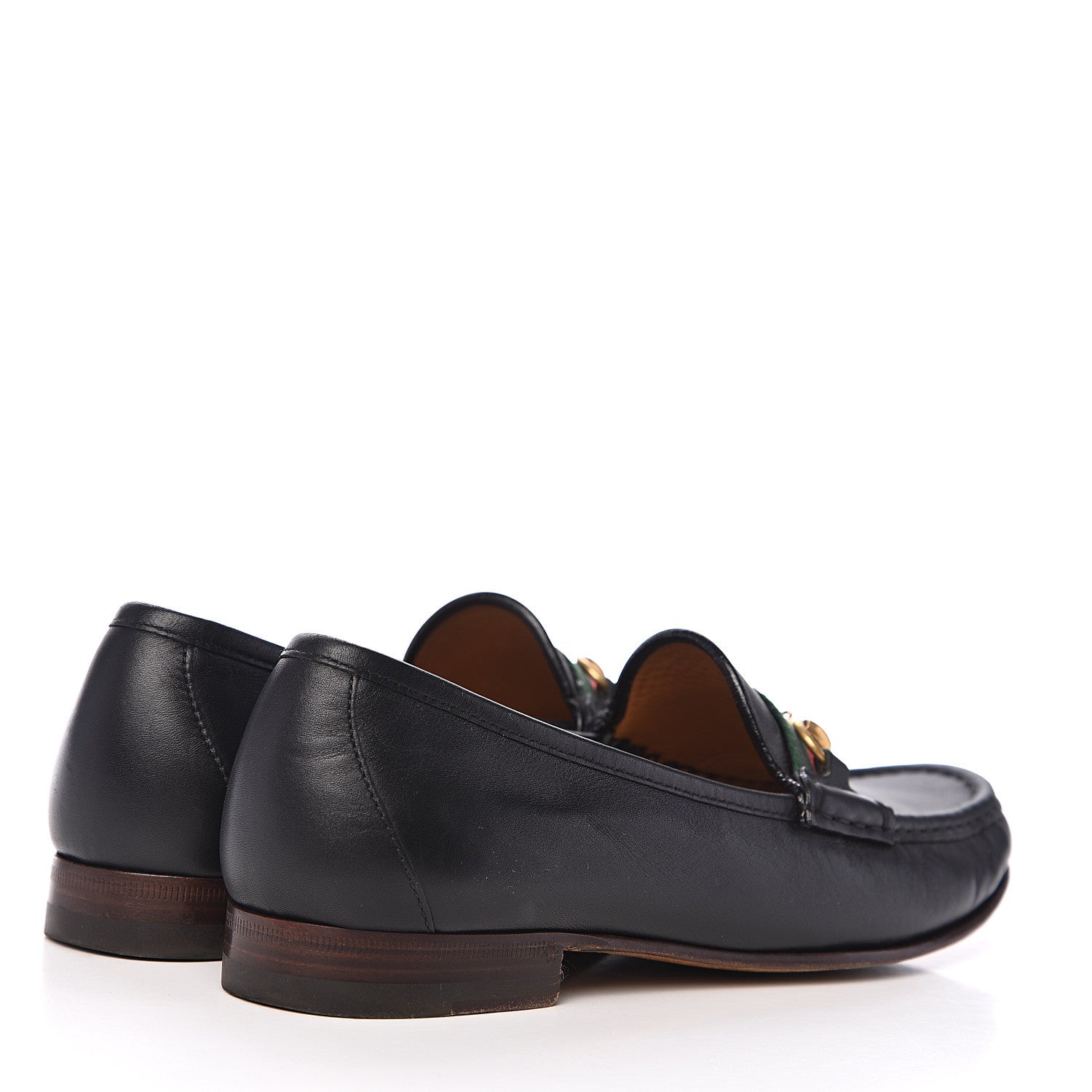 Gucci Calfskin Web Womens 1953 Horsebit Loafers 39 Black 4 of 11