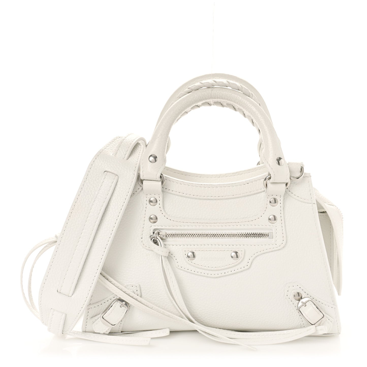 Grained Calfskin Neo Classic Silver Hardware Mini City White