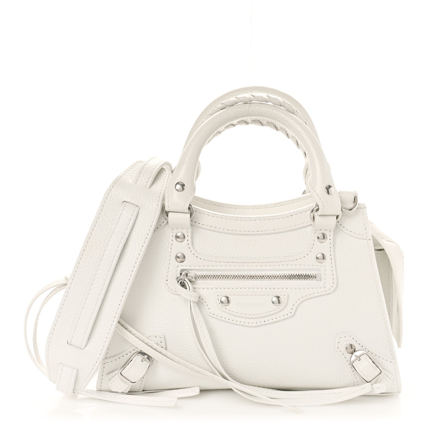 Balenciaga Grained Calfskin Neo Classic Silver Hardware Mini City White 1 of 8