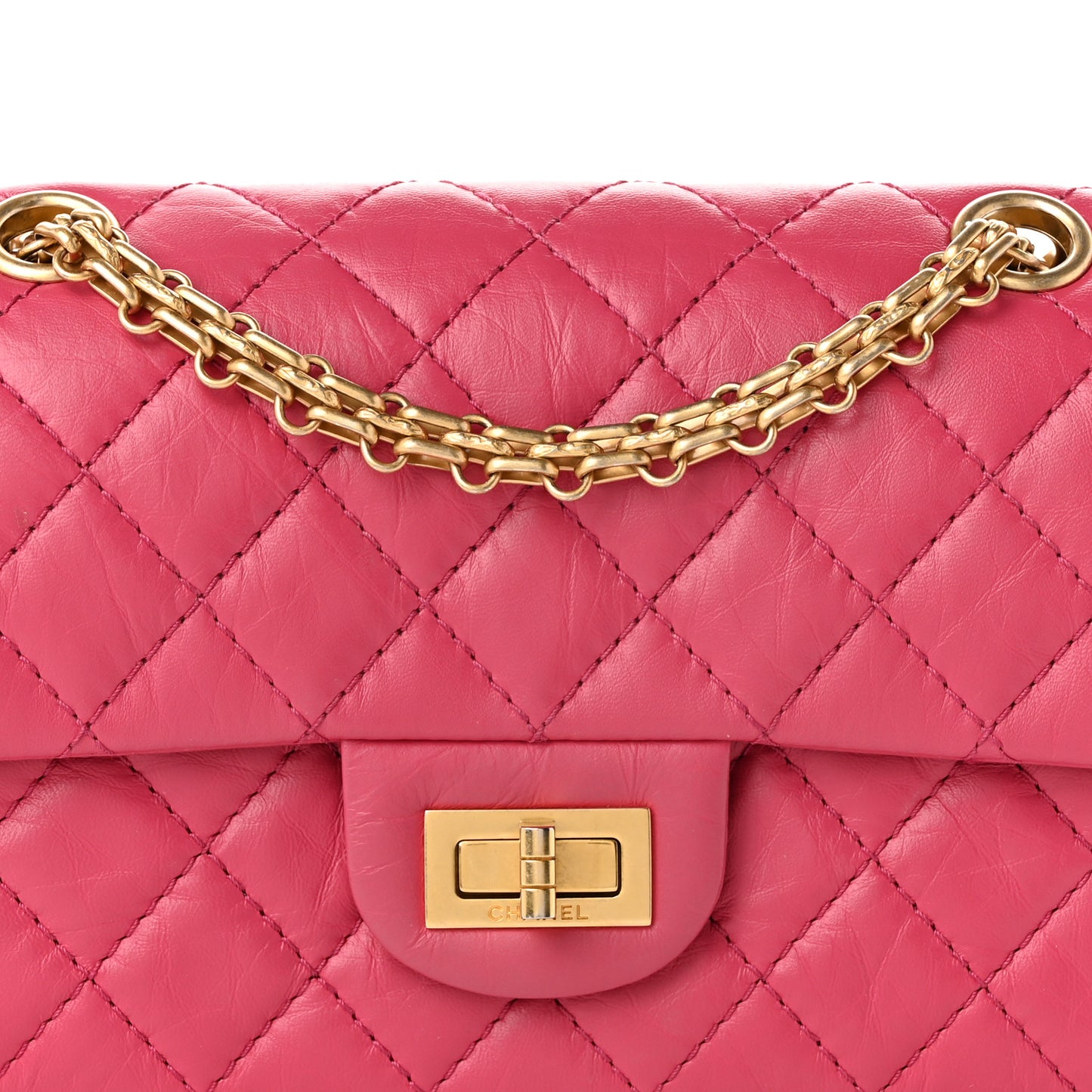 Aged Calfskin Quilted 2.55 Reissue Mini Flap Pink