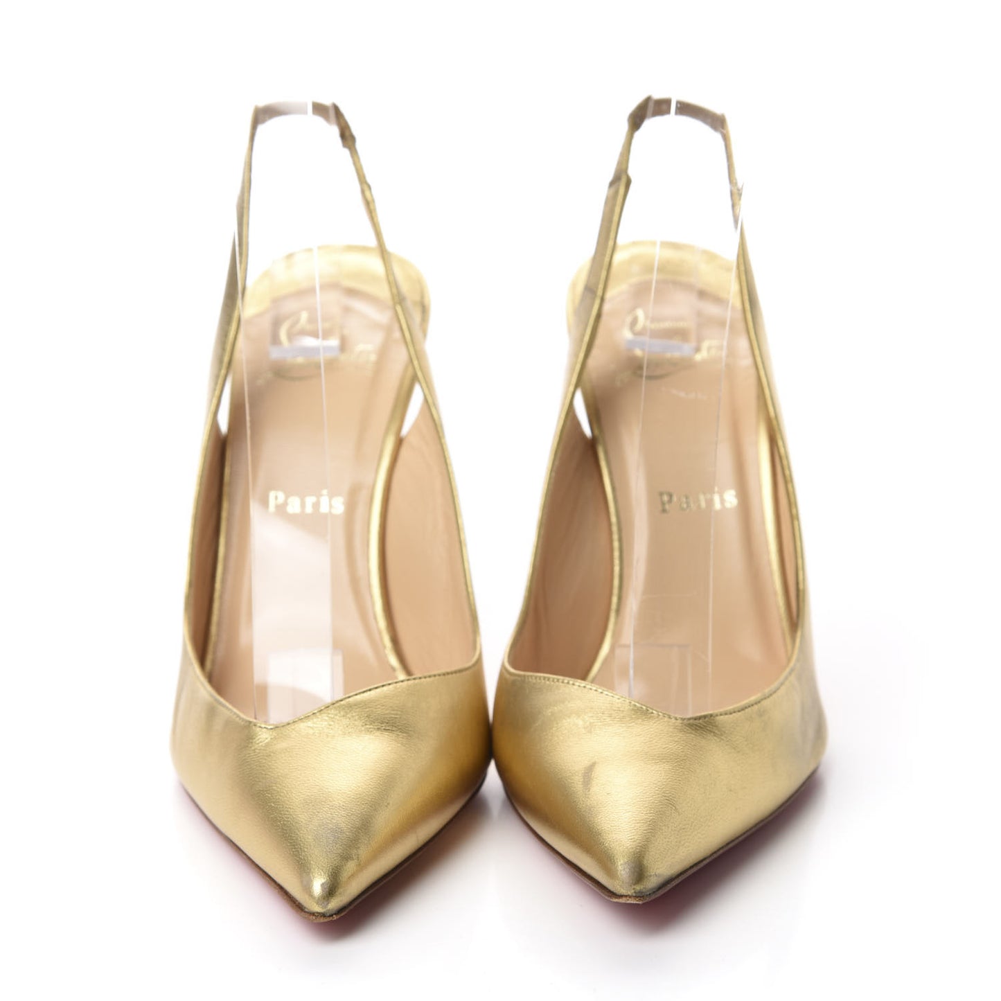 Metallic Calfskin Apostrophy 100 Slingback Pumps 39 Gold