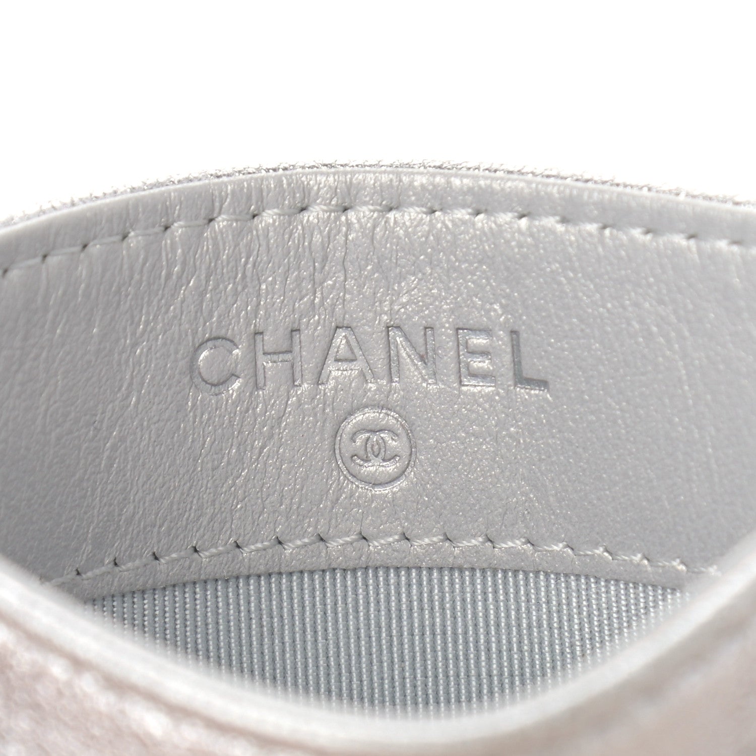 Chanel Metallic Lambskin Quilted Card Holder Silver 6 of 12