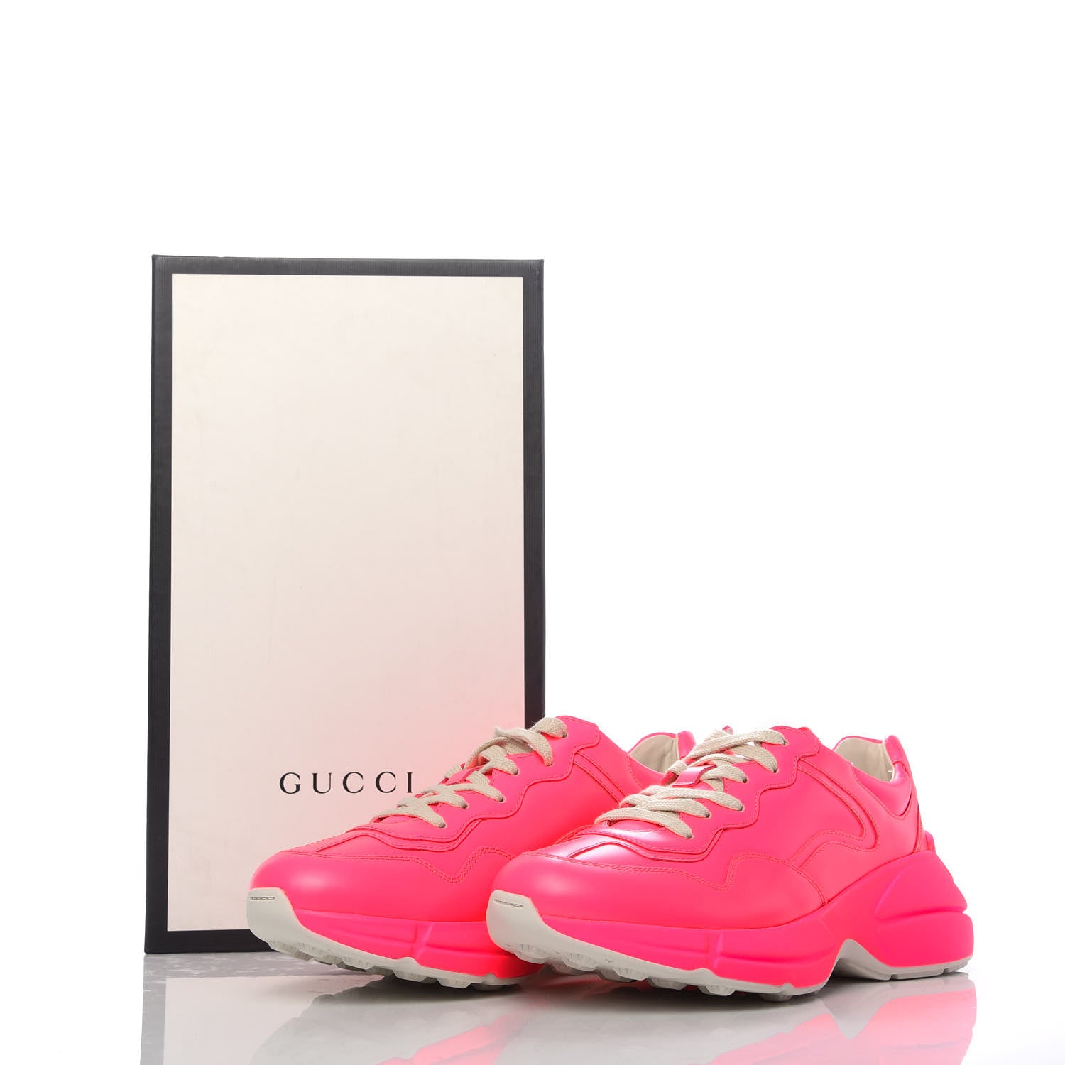 Gucci Calfskin Womens Rhyton Sneakers 38.5 Fluo Fuxia 10 of 10